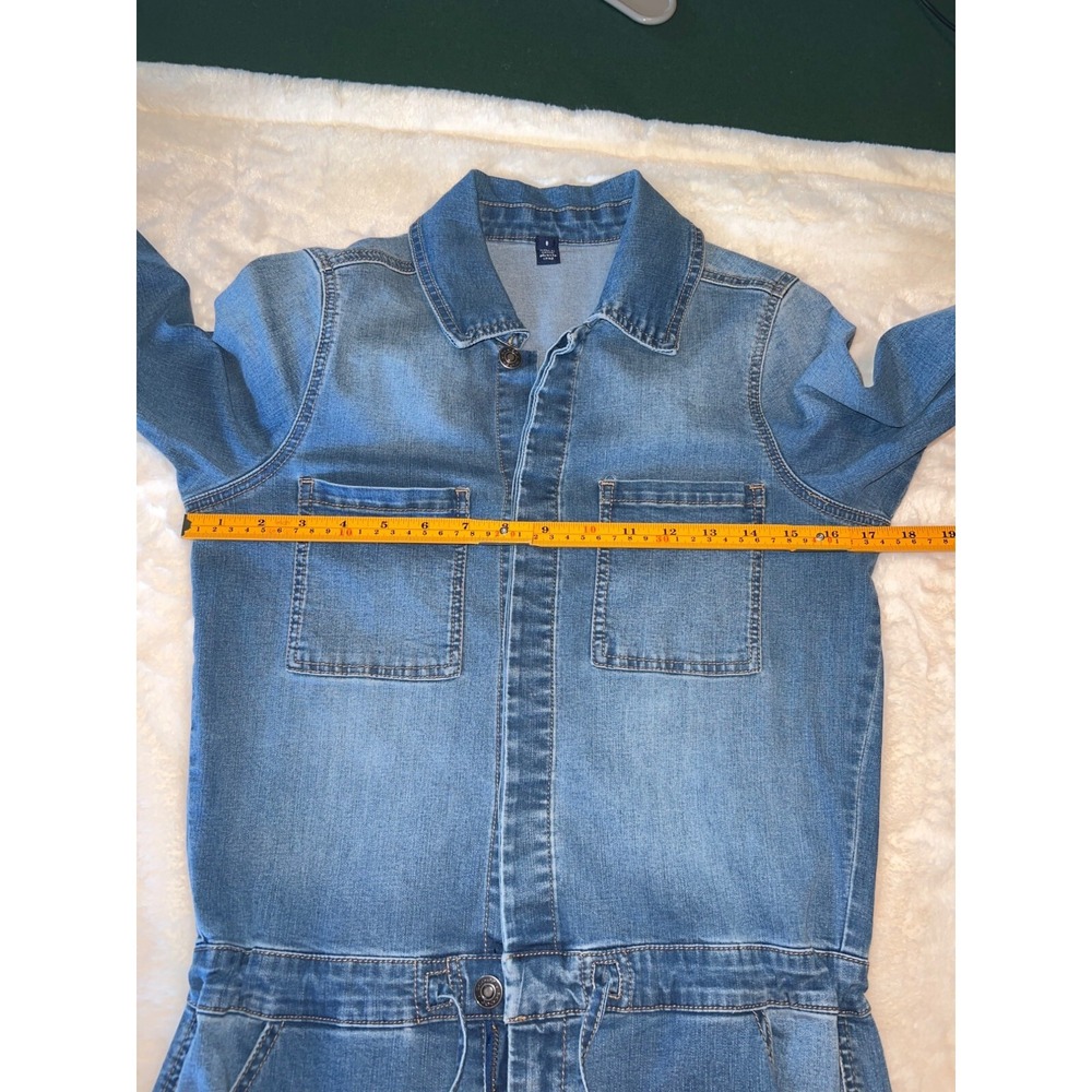 Scoop Women's Stretch Denim Jumpsuit – Size 8, Cropped, Drawstring Waist - Picture 10 of 15
